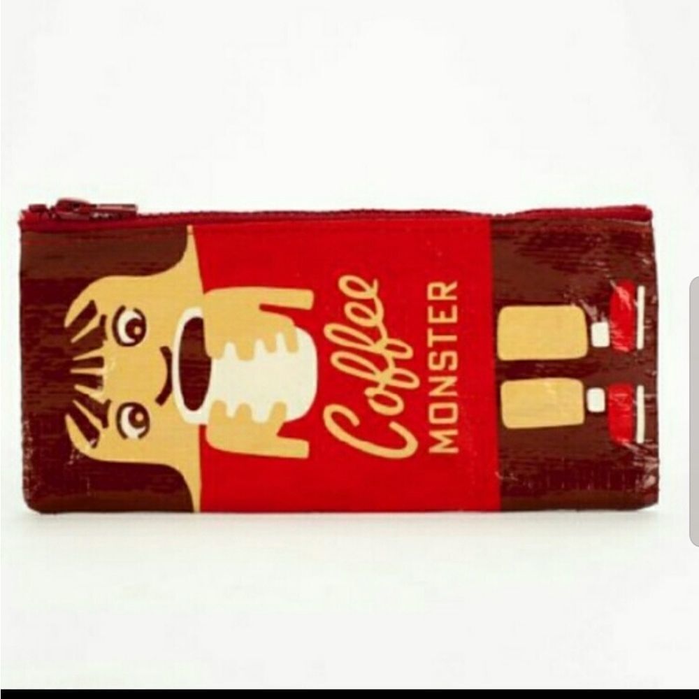 BLUE Q coffee monster zipper pencil case NWT